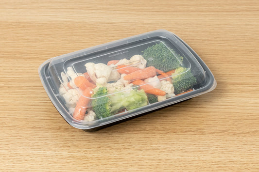 16oz Shallow Rectangular Microwaveable Container with Lid, 150 Sets