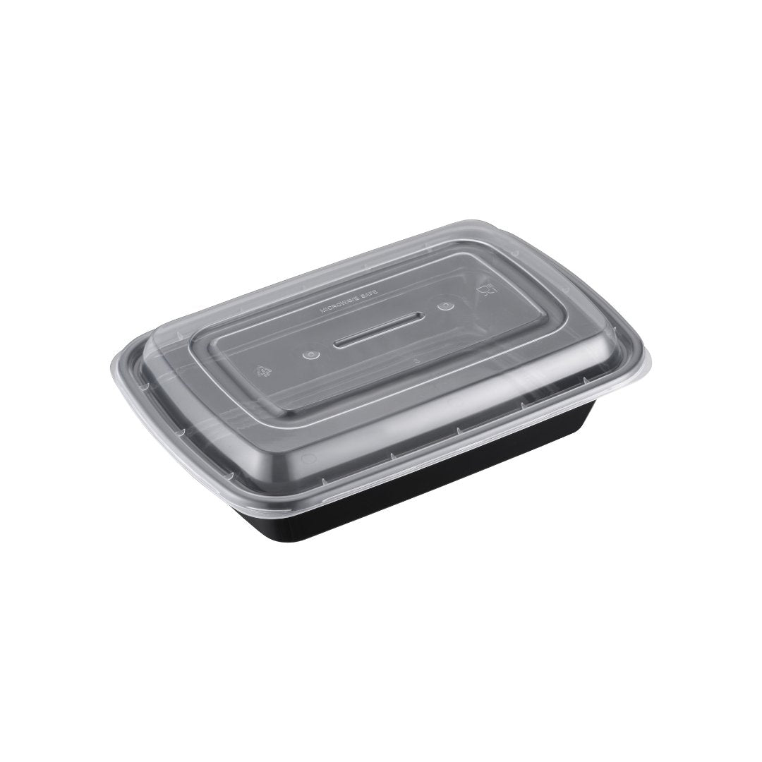 16oz Shallow Rectangular Microwaveable Container with Lid, 150 Sets