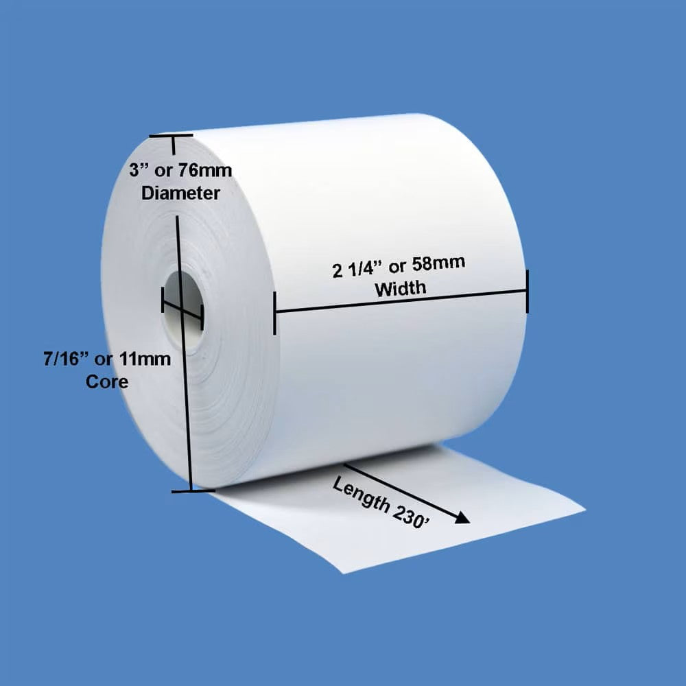 Watson Distributing 2 1/4" x 230' Phenol-Free (BPA & BPS) Thermal Paper, 50 Rolls/Case