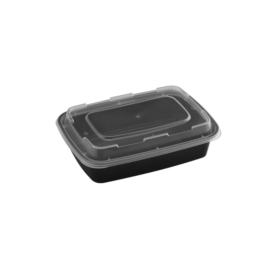 24oz Rectangular Microwaveable Container with Lid, 150 Sets