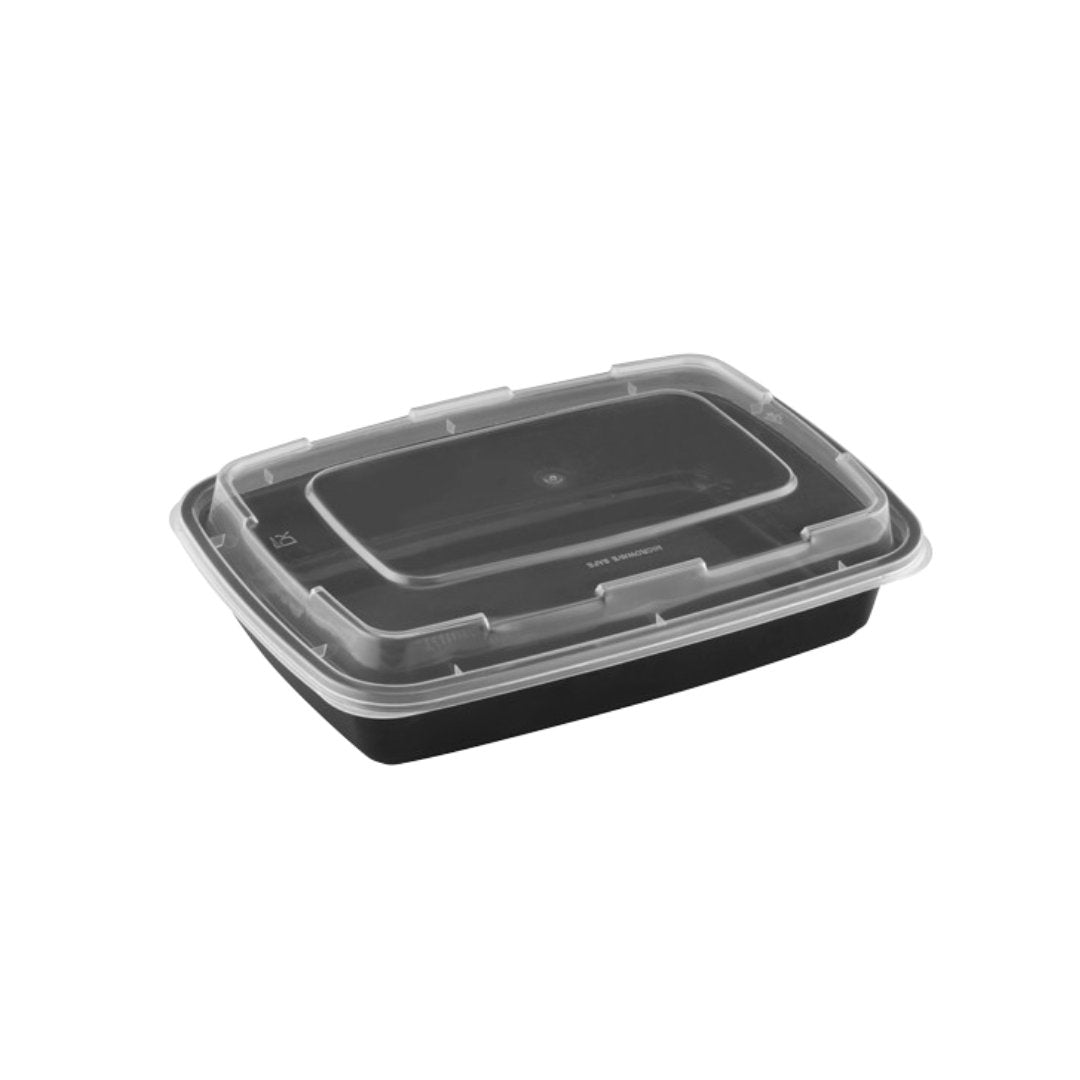 28oz Rectangular Microwaveable Container with Lid, 150 Sets