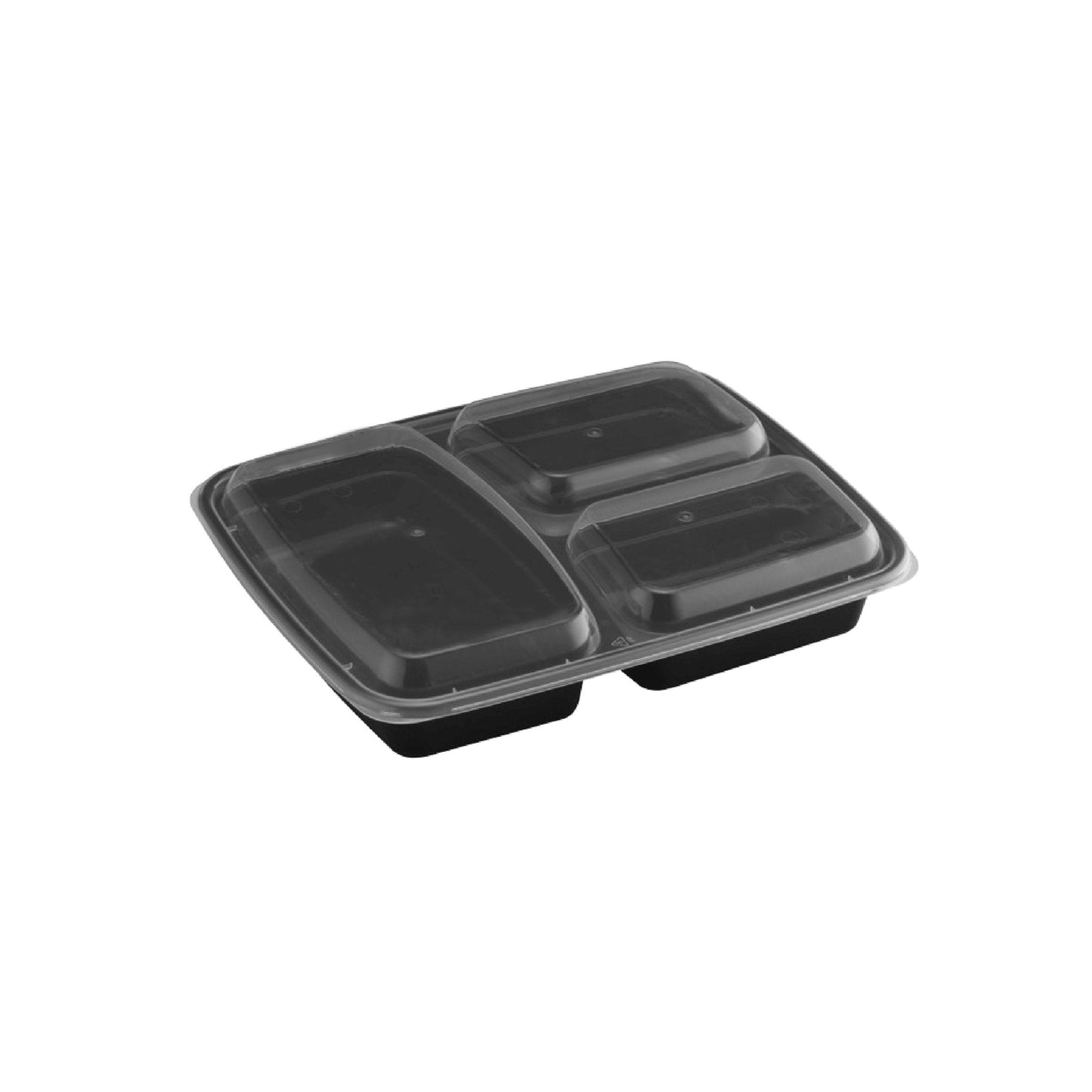 39oz Rectangular Microwaveable Container with Lid 3-compartment, 150 Sets