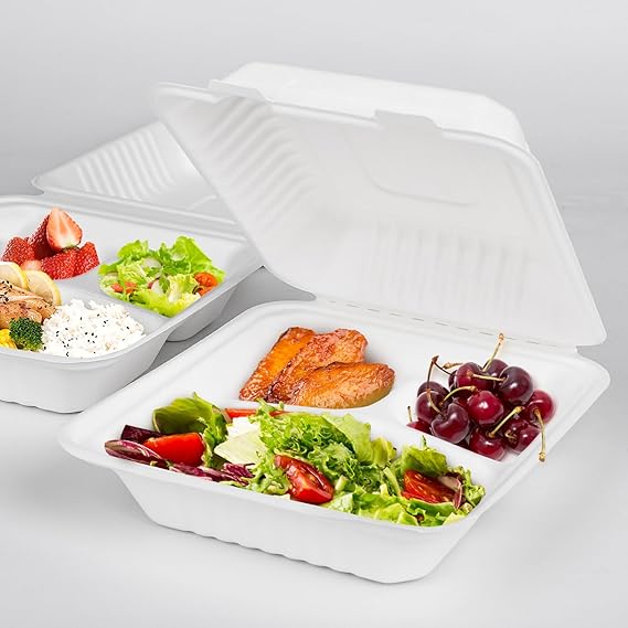 Watson Distributing 8" x 8" Clamshell Mfpp Container 3-Compartment Corner Lock 150/Case