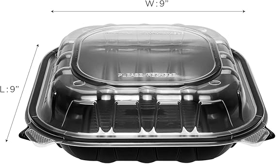 Watson Distributing 9" x 9" Clamshell Mfpp Container 1-Compartment Hinged Lid 150/Case