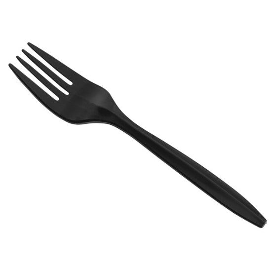 Watson Distributing Medium Weight Plastic Fork Black 5.8" 1000/Case