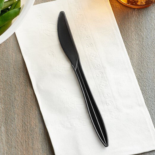 Watson Distributing Medium Weight Plastic Knife Black 6.5" 1000/Case
