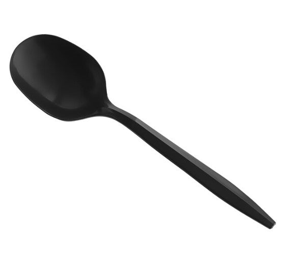 Watson Distributing Medium Weight Plastic Soup Spoon Black 5.5" 1000/Case