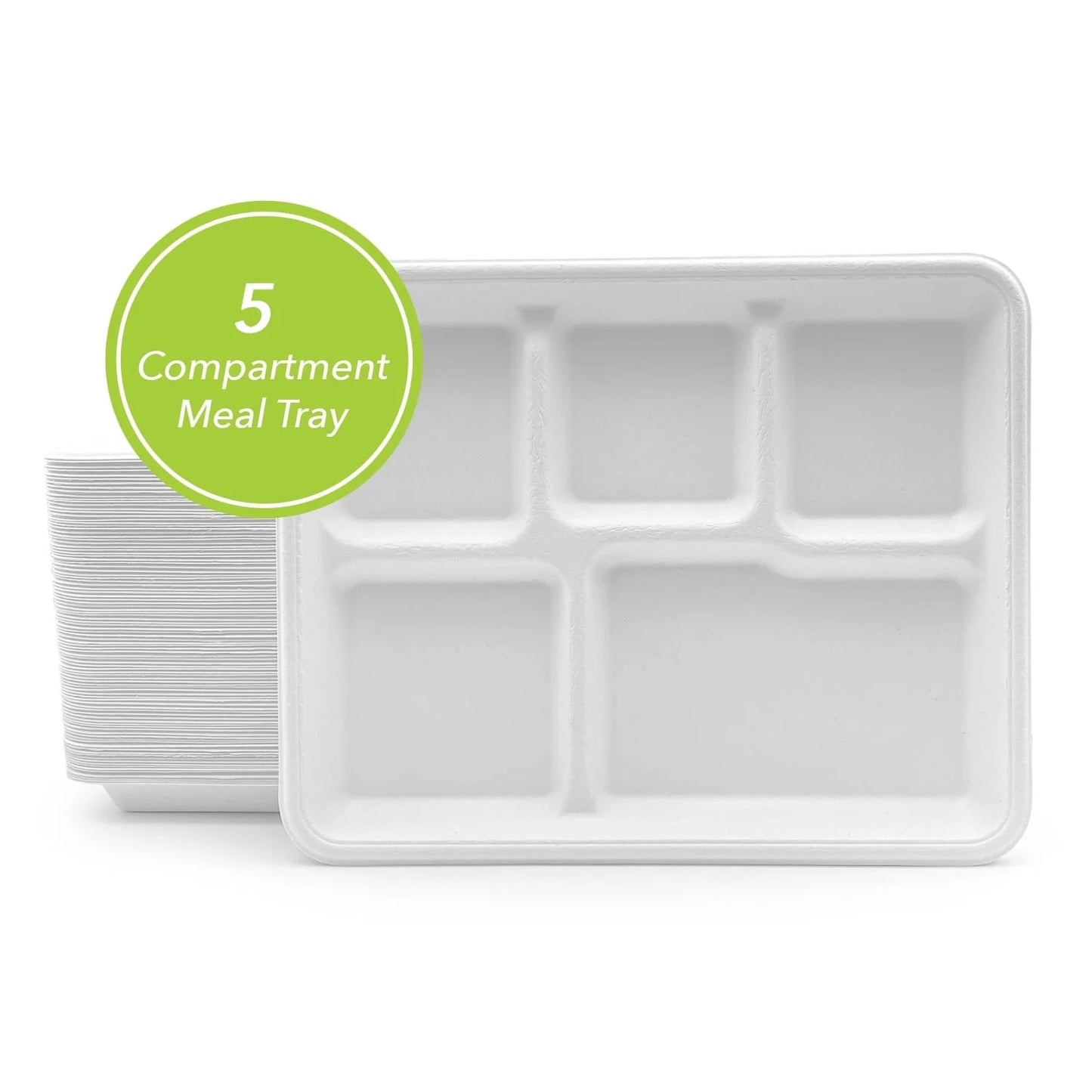 Watson Distributing Disposable Plate Bagasse Rectangular Tray 5-Compartment 500/Case