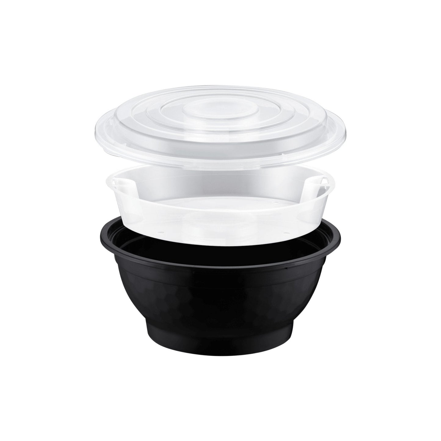 BUNDLE: 50oz Microwaveable Noodle Bowl with Insert and Lid, Black and White, 240 Sets