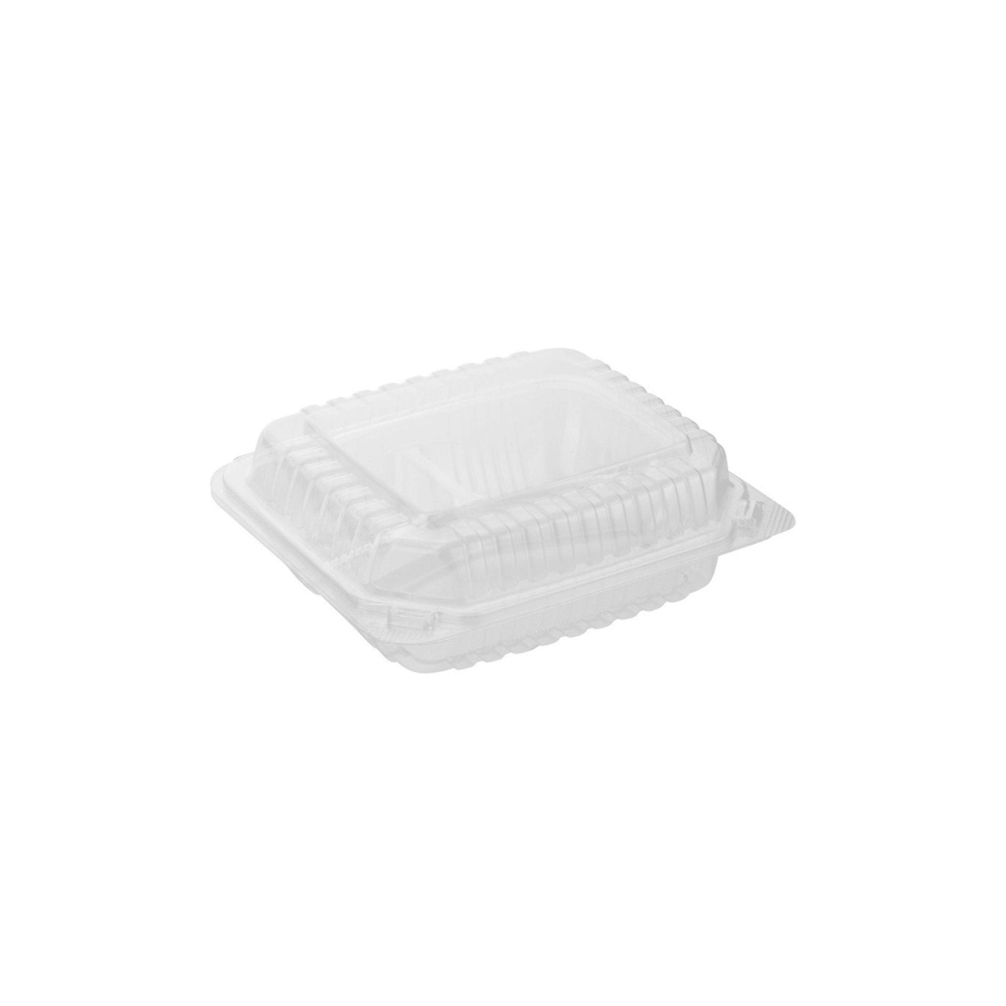Clear Hinged PS Container 3-compartment, 8" x 8" 2in Tall, 200pc