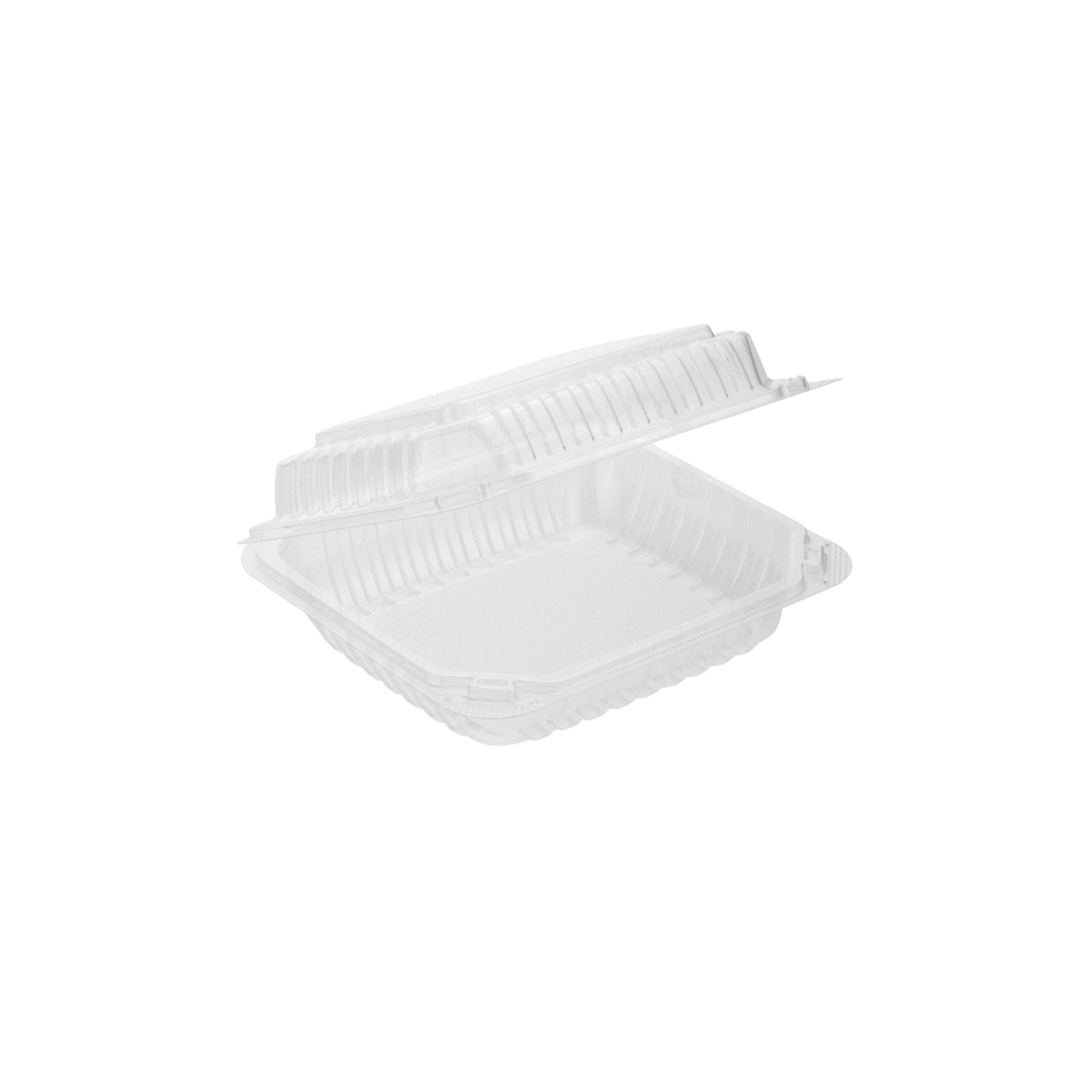 Clear Hinged PS Container, 9" x 9" 3in Tall, 200pc