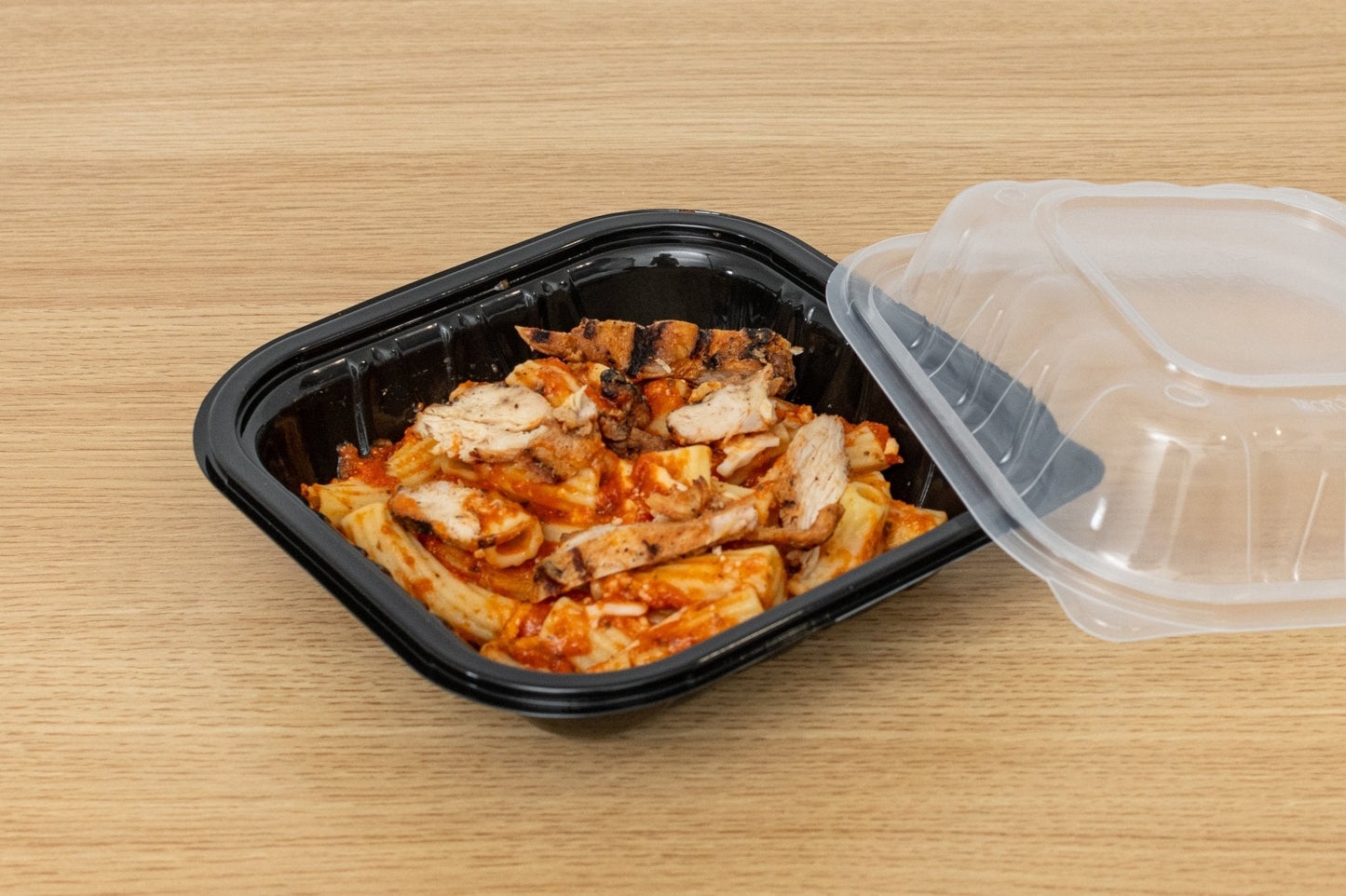 Two-Piece Microwaveable Black Tray with Translucent Lid, 8" x 8", 100 Sets