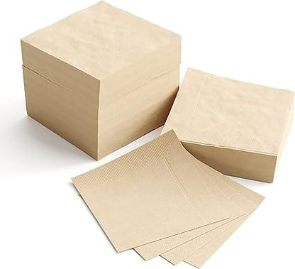 Watson Distributing 9" x 9" Brown 1-Ply 1/4 Fold Cocktail Napkin 4000/Case