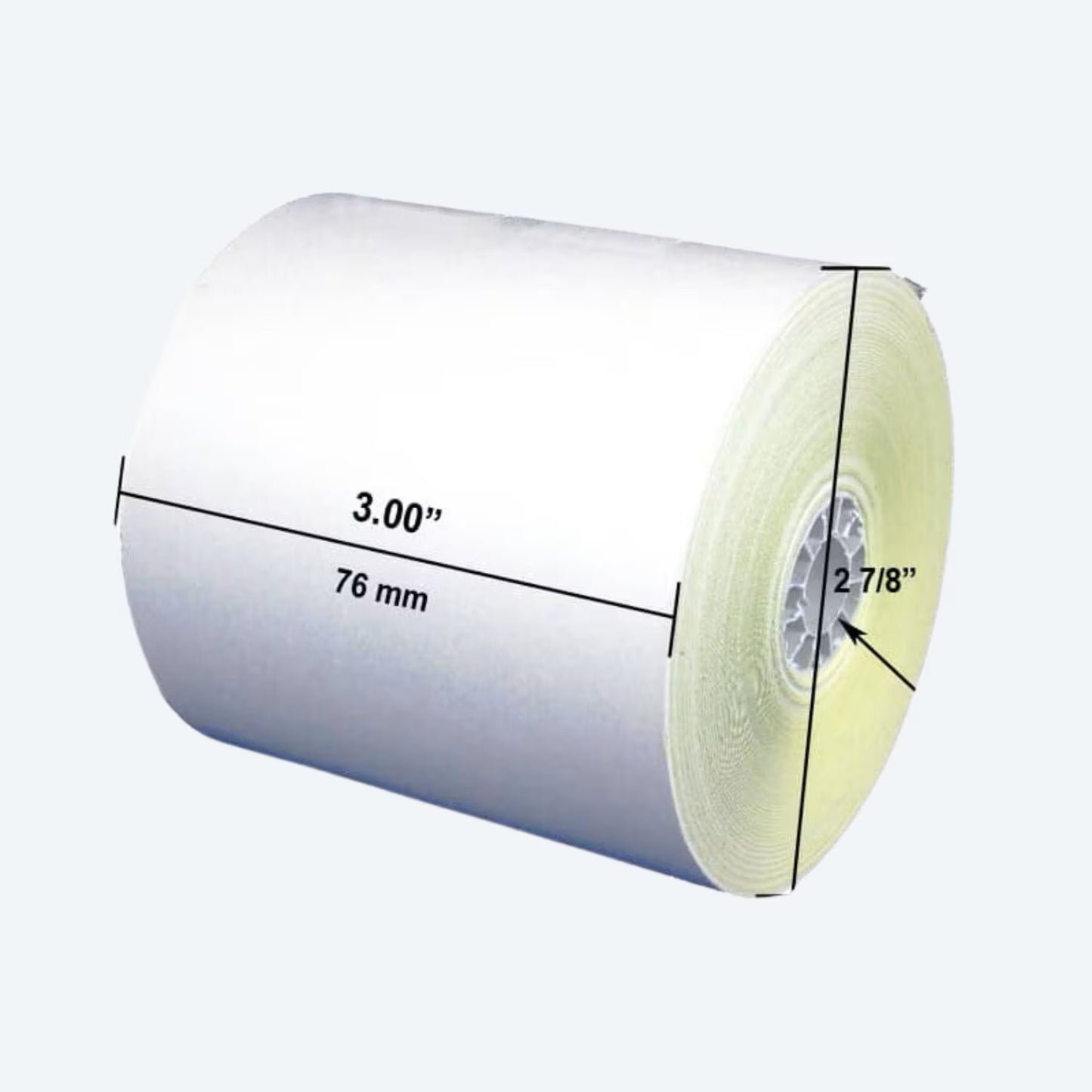 Watson Distributing 3" x 90' 2-Ply Carbonless Paper Rolls - White/Canary, 50 Rolls/Case