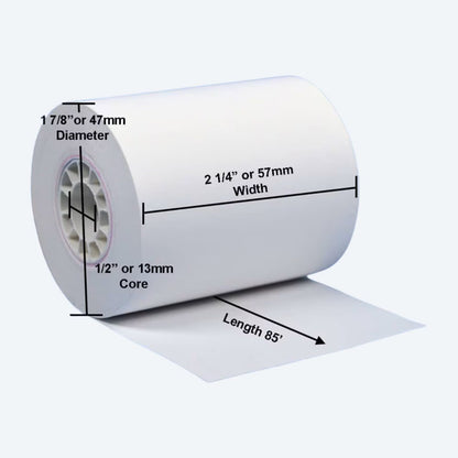 Watson Distributing 2 1/4" x 85' Phenol-Free (BPA & BPS) Thermal Paper, 50 Rolls/Case