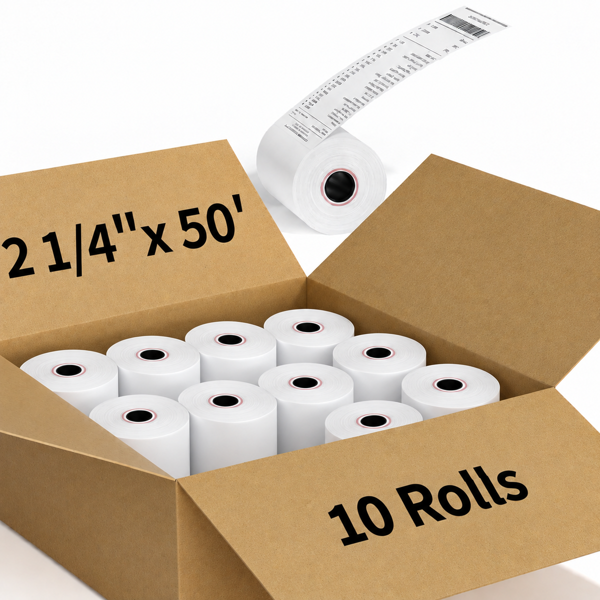 Watson Distributing 2 1/4" x 50' Phenol-Free (BPA & BPS) Thermal Paper, 10 Rolls/Case