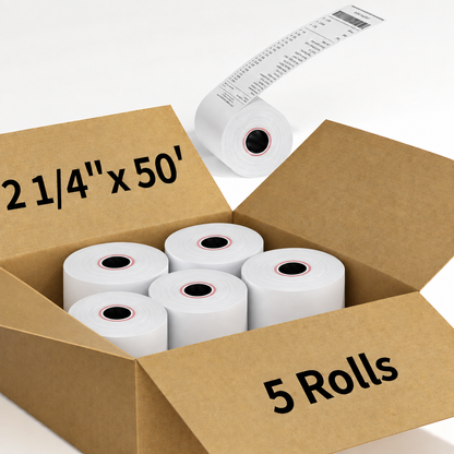 Watson Distributing 2 1/4" x 50' Phenol-Free (BPA & BPS) Thermal Paper, 5 Rolls/Case