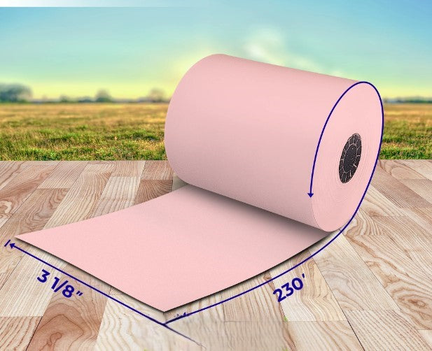 Watson Distributing 3 1/8" x 230' Thermal Receipt Paper Rolls - Pink, 50 Rolls/Case