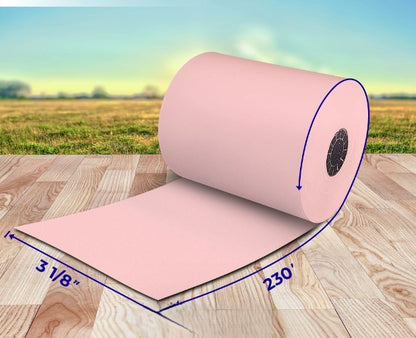 Watson Distributing 3 1/8" x 230' Thermal Receipt Paper Rolls - Pink, 50 Rolls/Case
