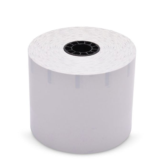 80 mm x 375 ft Iconex Sticky Media Ultra-Lite, 30 per Carton, 55 GSM Facestock, 100 mm OD, 1 in Sense Mark Repeat