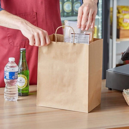 Watson Distributing 10" x 6.75" x 12" Brown Paper Bag Shopping Bag With Handles 250/Case