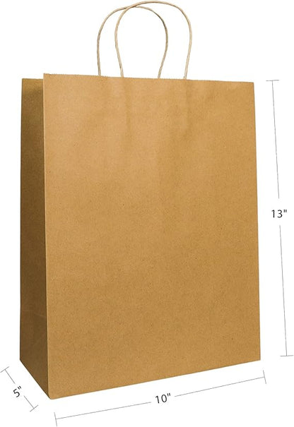Watson Distributing 12" x 7" x 17" Brown Recycled Paper Bags With Handle 300/Pk