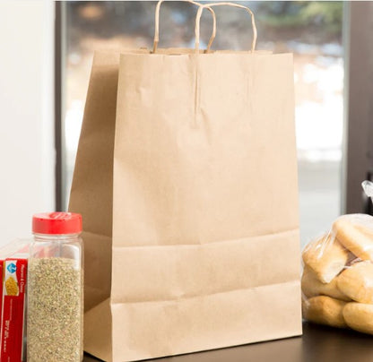 Watson Distributing 12" x 7" x 17" Brown Recycled Paper Bags With Handle 300/Pk