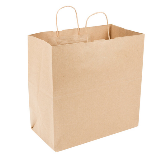 Watson Distributing 13" x 7" x 13" Kraft Brown Paper Shopping Bag With Handle 250/Case
