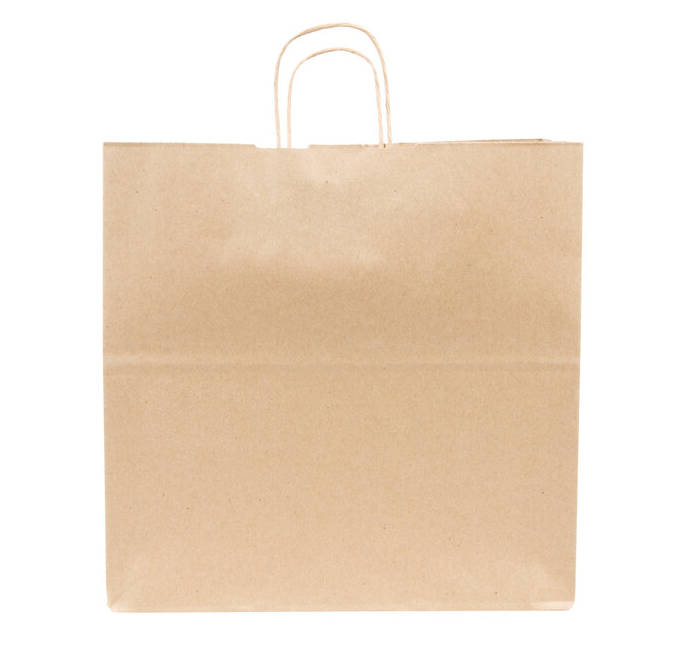 Watson Distributing 13" x 7" x 13" Kraft Brown Paper Shopping Bag With Handle 250/Case