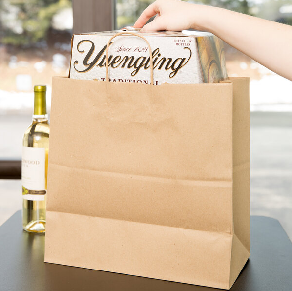Watson Distributing 13" x 7" x 13" Kraft Brown Paper Shopping Bag With Handle 250/Case