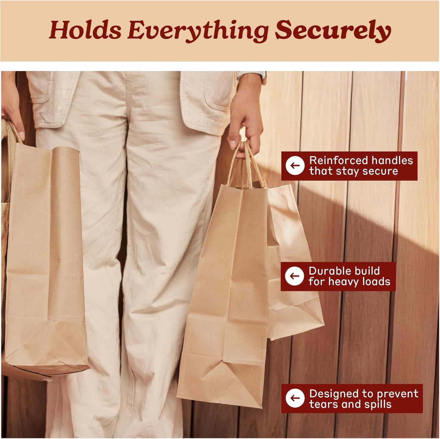 Watson Distributing 13" x 7" x 13" Kraft Brown Paper Shopping Bag With Handle 250/Case