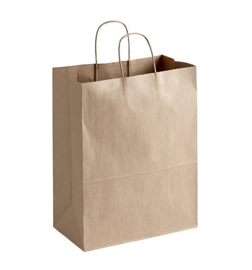 Watson Distributing 13" x 7" x 17" Paper Shopping Bag With Handle Brown 250/Case