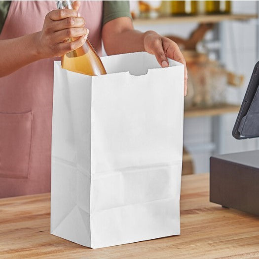 Watson Distributing 20 Lb White Shorty Paper Bag 8-1/4" x 5-15/16" x 13-3/8" 500/Case