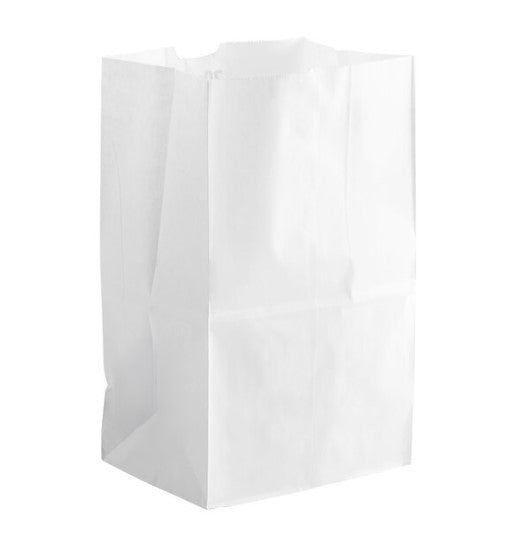 Watson Distributing 20 Lb White Shorty Paper Bag 8-1/4" x 5-15/16" x 13-3/8" 500/Case