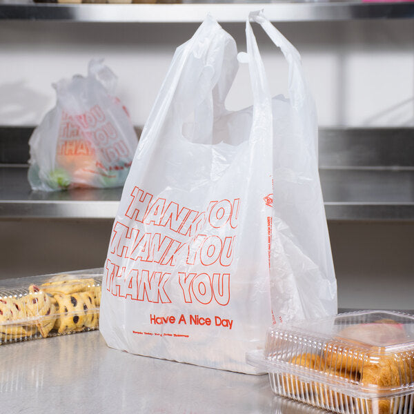 Watson Distributing Large T-Shirt Bags 12" x 7" x 22" 17 Mic "Thank You" 400/Case