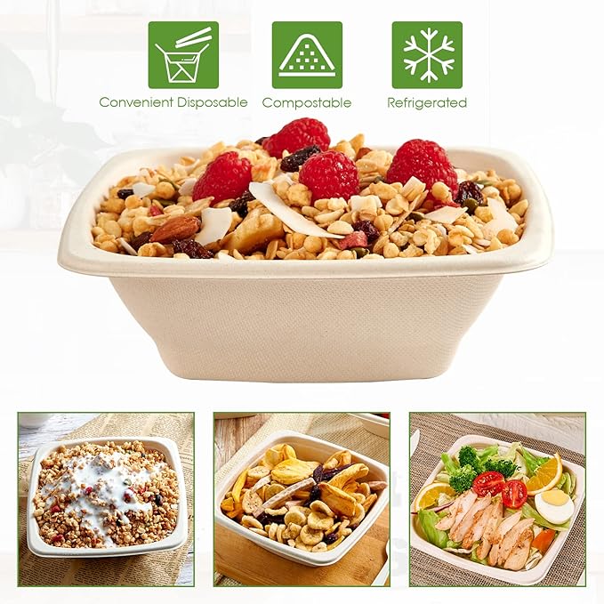 Watson Distributing 24 Oz Bagasse Disposable Bowl Rectangle 300/Case