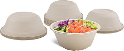 Watson Distributing 40 Oz 8" Disposable Bowl Sugarcane Bagasse Natural/Tan Compostable Round 300/Case
