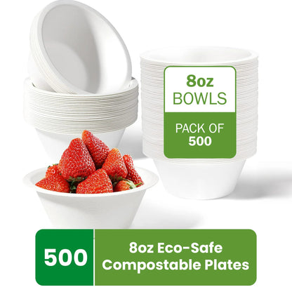 Watson Distributing 8 Oz Pfas Free Eco-Friendly Bagasse Disposable Rice Bowl White 1000/Case