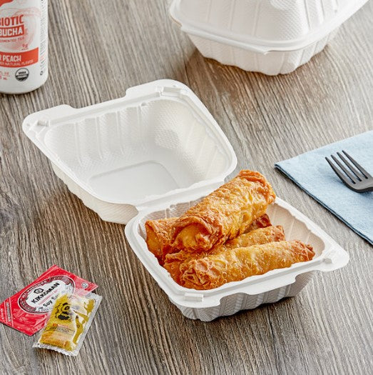 Watson Distributing 6" x 6" Clamshell Mfpp Container 1-Compartment Corner Lock 250/Case