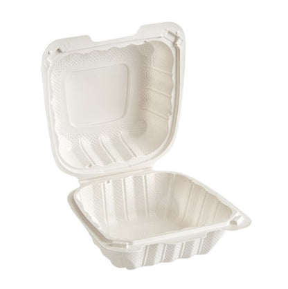 Watson Distributing 6" x 6" Clamshell Mfpp Container 1-Compartment Corner Lock 250/Case