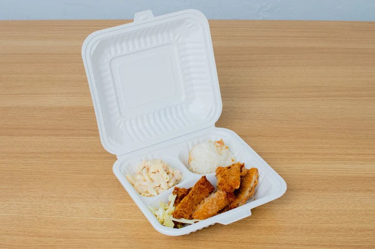 Watson Distributing 8.25" x 7.55" Clamshell Mfpp Container 3-Compartment Center Slide Lock 150/Case