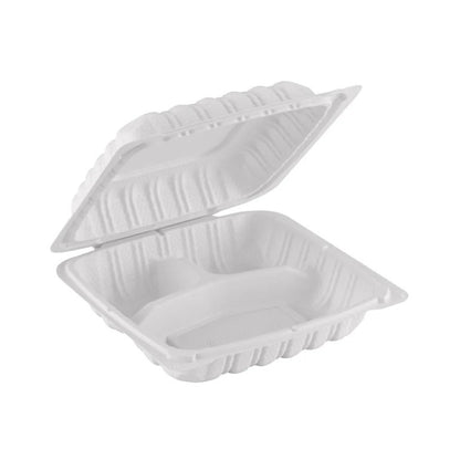 Watson Distributing 9" x 9" Clamshell Mfpp Container 3-Compartment Corner Lock 150/Case