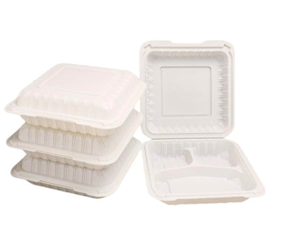 Watson Distributing 9" x 9" Clamshell Mfpp Container 3-Compartment Corner Lock 150/Case