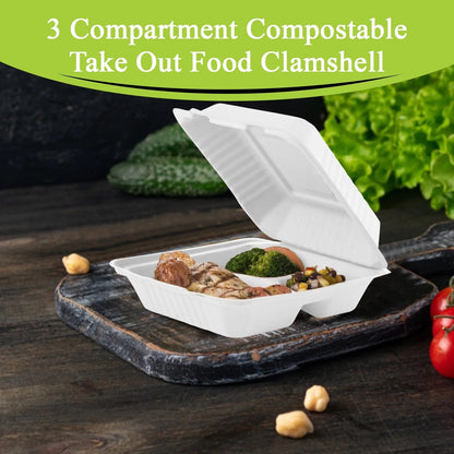 Watson Distributing 9" x 9" Clamshell Mfpp Container 3-Compartment Corner Lock 150/Case