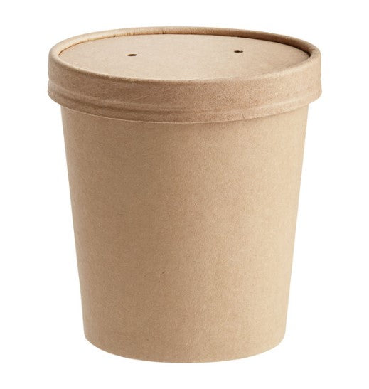 Watson Distributing 16 Oz Double Poly-Coated Paper Food Cup With Vented Plastic Lid Combo 250 Sets/Case