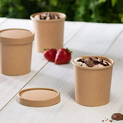 Watson Distributing 16 Oz Double Poly-Coated Paper Food Cup With Vented Plastic Lid Combo 250 Sets/Case