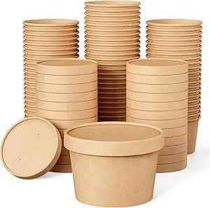 Watson Distributing 8 Oz Paper Ice Cream/Soup Cup With Vented Paper Lid Combo Brown 250/Case