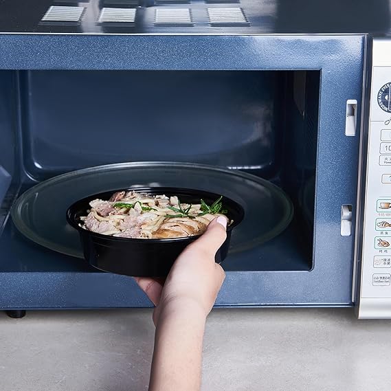 Watson Distributing 24 Oz Round Black Microwaveable Container With Lid 150/Case