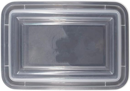 Watson Distributing 28 Oz Black Rectangular Plastic Take-Out Container With Clear Lid Combo 150/Case