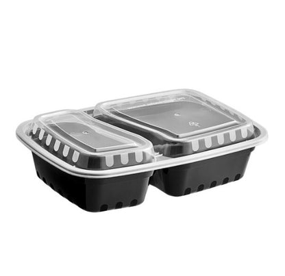 Watson Distributing 32 Oz Rectangular Microwaveable Container With Lid 2-Compartment 150/Case